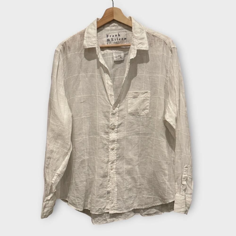 NEW Frank & Eileen 'Eileen' Windowpane Relaxed Button-Up Shirt Size Large